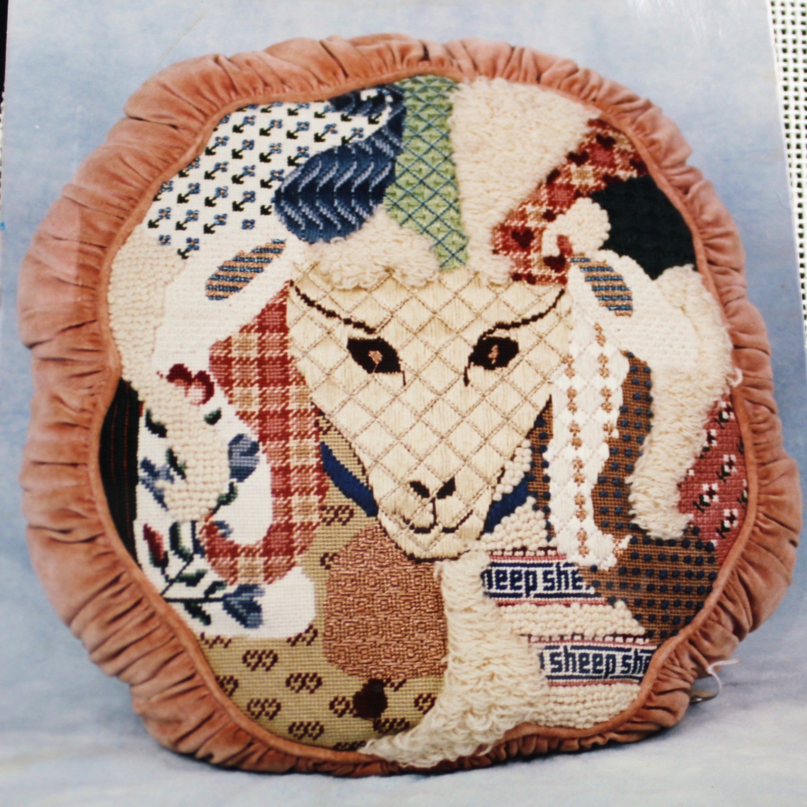 TS DESIGNS HAND PAINTED NEEDLEPOINT CANVAS:  ABSTRACT SHEEP PILLOW DESIGN     BM1