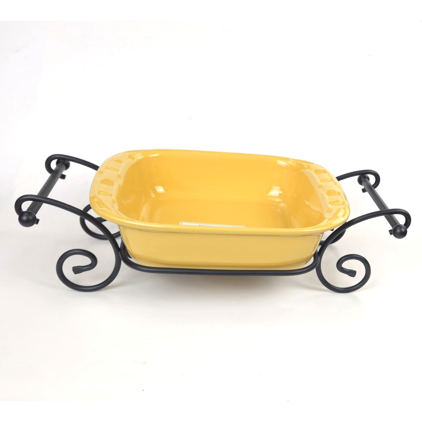 LONGABERGER WROUGHT IRON:  8" X 8" BUTTERNUT BAKING DISH & CADDY NIB0