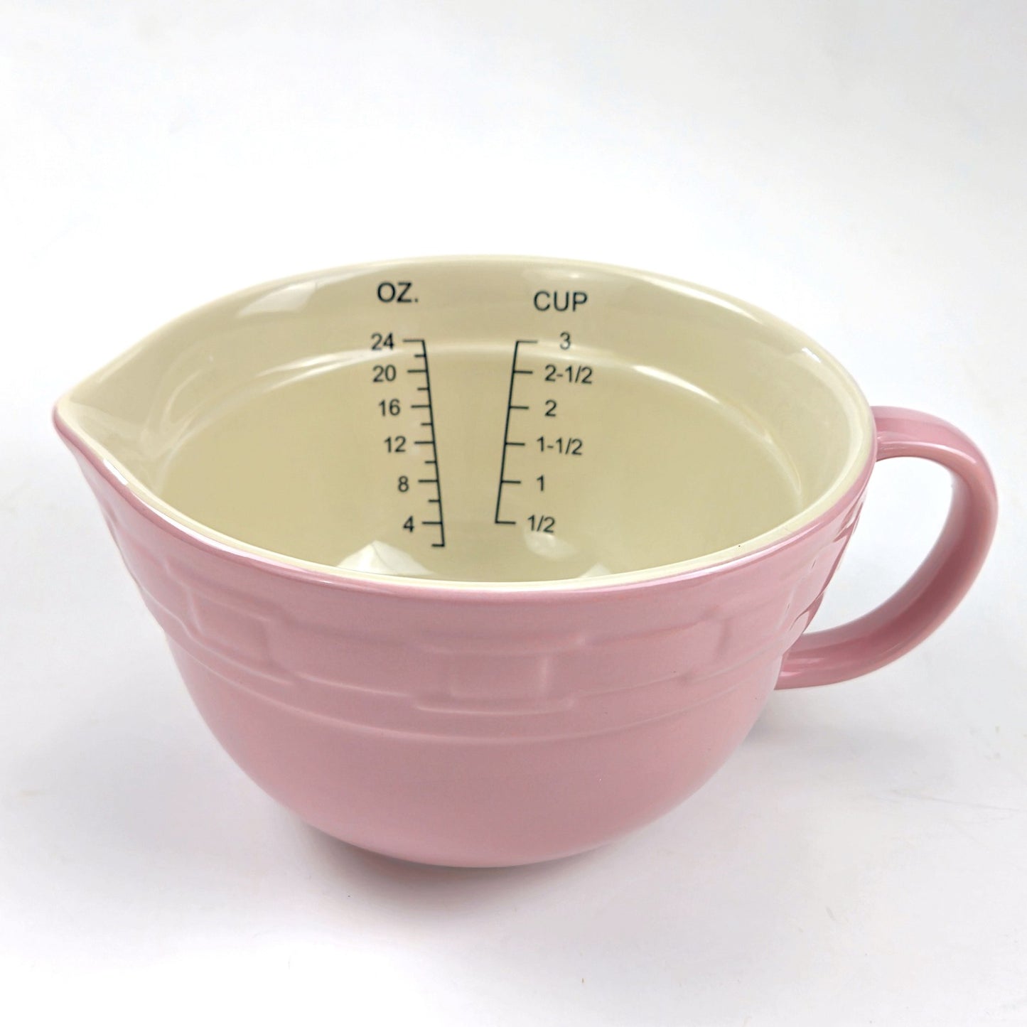 LONGABERGER POTTERY:  WOVEN TRADITIONS MEASURING CUP 24 OZ / 3 CUP PINK  NIB1