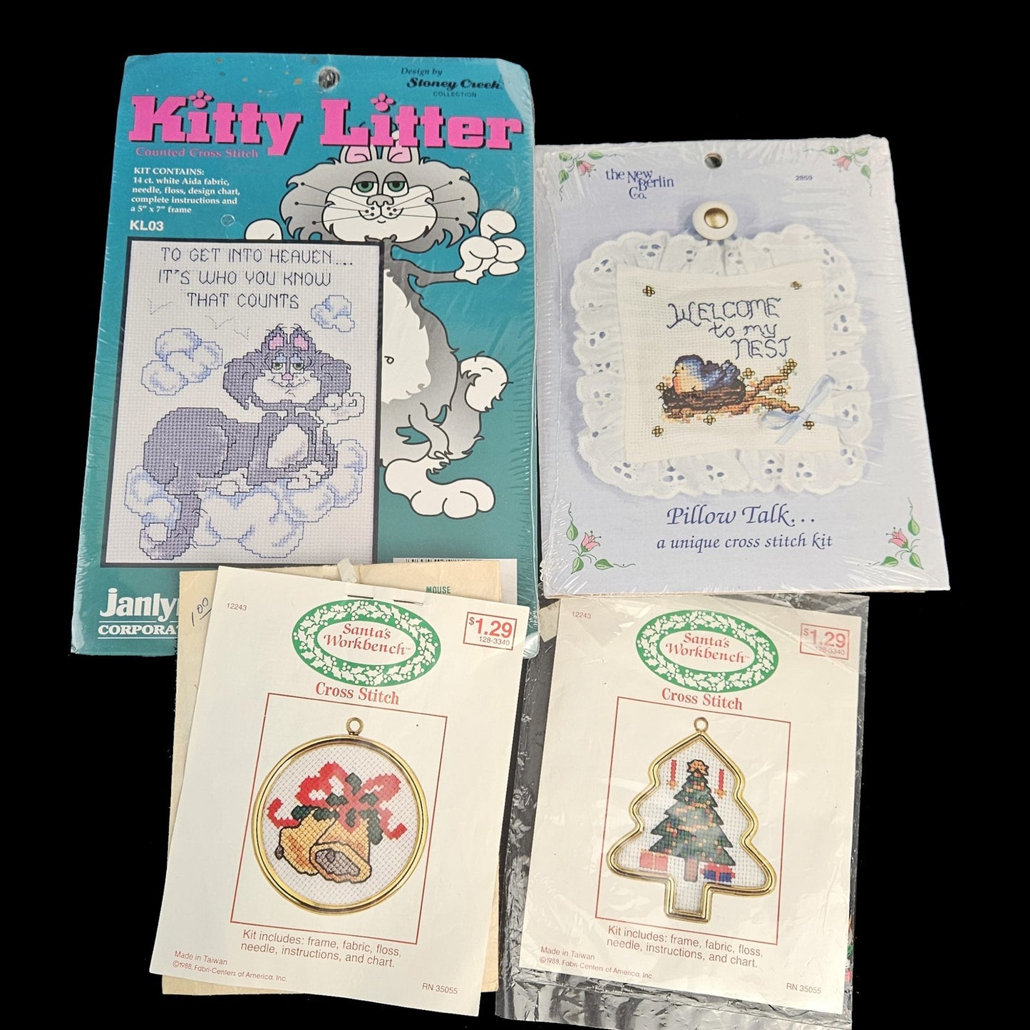 6 VARIETY CROSS STITCH KIT LOT:  FLORAL, CHRISTMAS, NATURE, ANIMAL  BM1