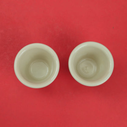 RETIRED LONGABERGER POTTERY: 2 CHRISTMAS TRADITIONAL HOLLY VOTIVE CANDLE HOLDERS1