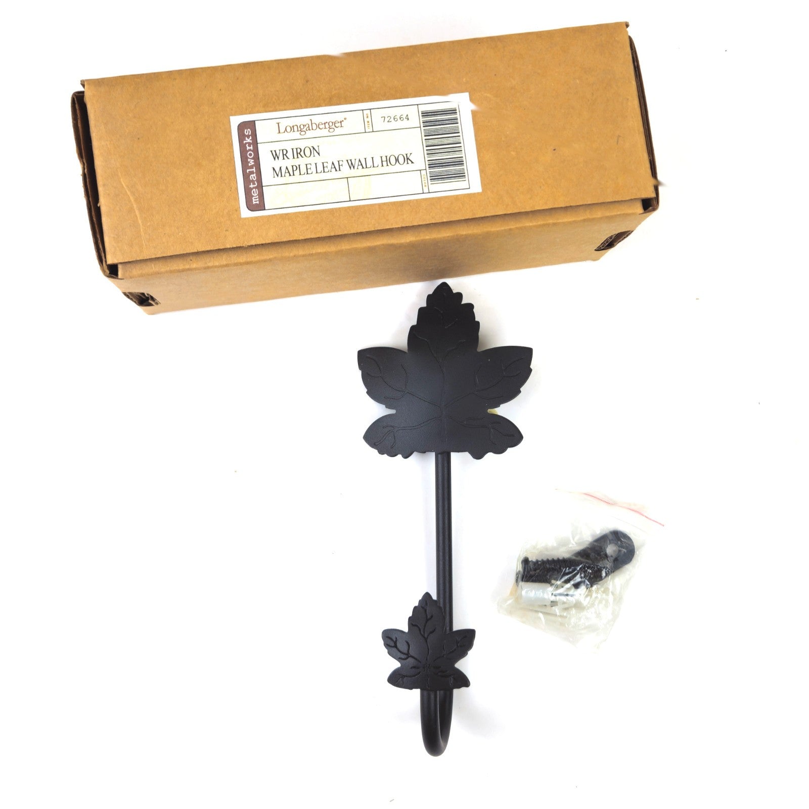 LONGABERGER WROUGHT IRON MAPLE LEAF WALL HOOK #72664 NIB0
