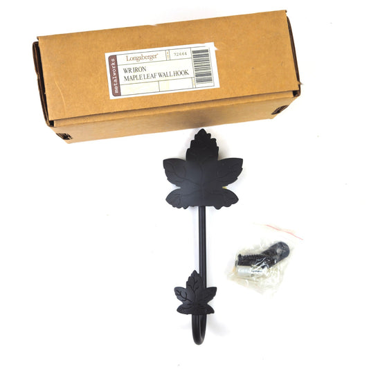 LONGABERGER WROUGHT IRON MAPLE LEAF WALL HOOK #72664 NIB0