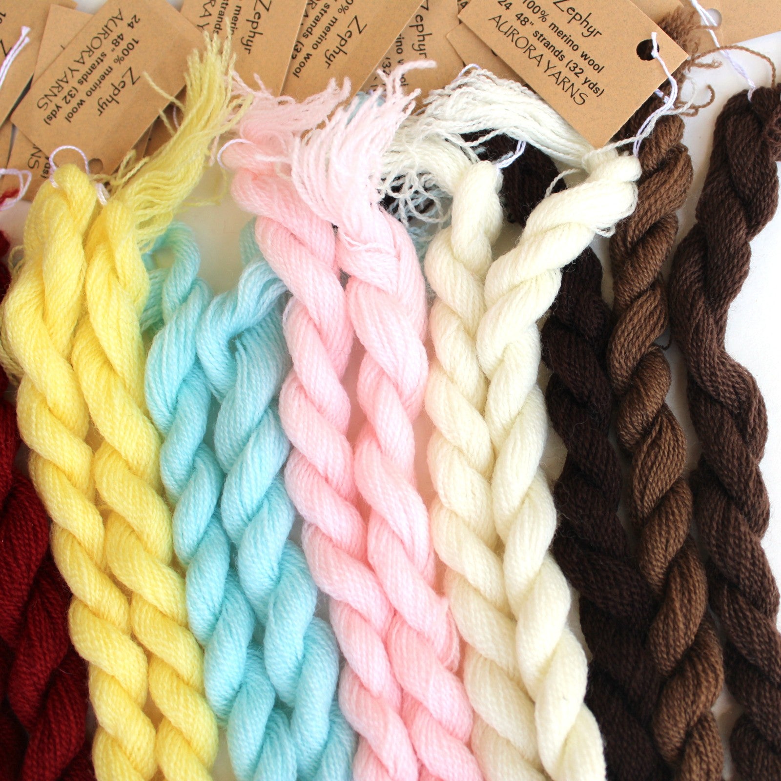 17 SKEINS AURORA YARNS ZEPHYR MERINO WOOL THREADS    BM2