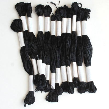 12 SKEINS OASIS SILK RAYON THREADS:  BLACK    BM0