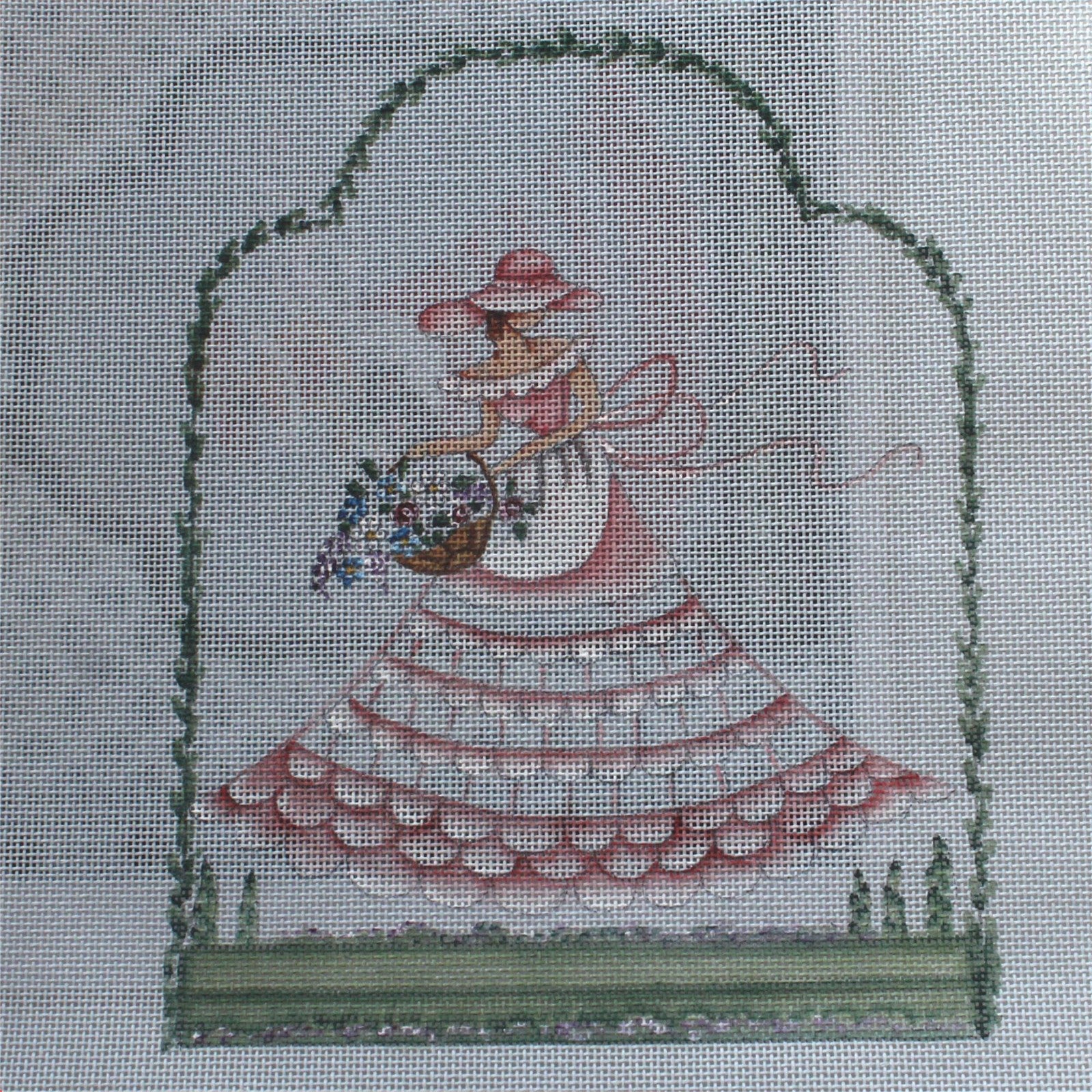 SANDY JENKINS HAND PAINTED NEEDLEPOINT CANVAS W/ SG:  SOUTHERN BELLE   BM2