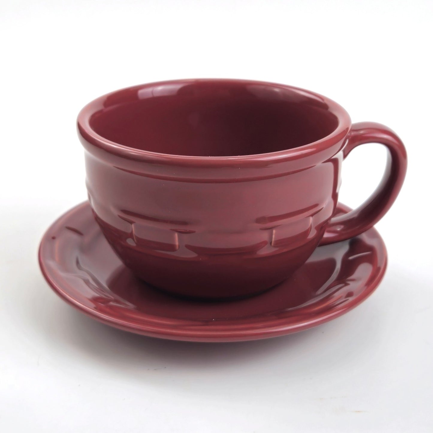 RETIRED LONGABERGER POTTERY:  WT CAPPUCCINO CUP & SAUCER PAPRIKA NIB1