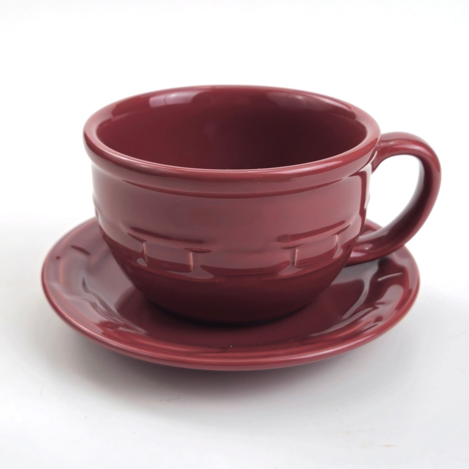 RETIRED LONGABERGER POTTERY:  WT CAPPUCCINO CUP & SAUCER PAPRIKA NIB1