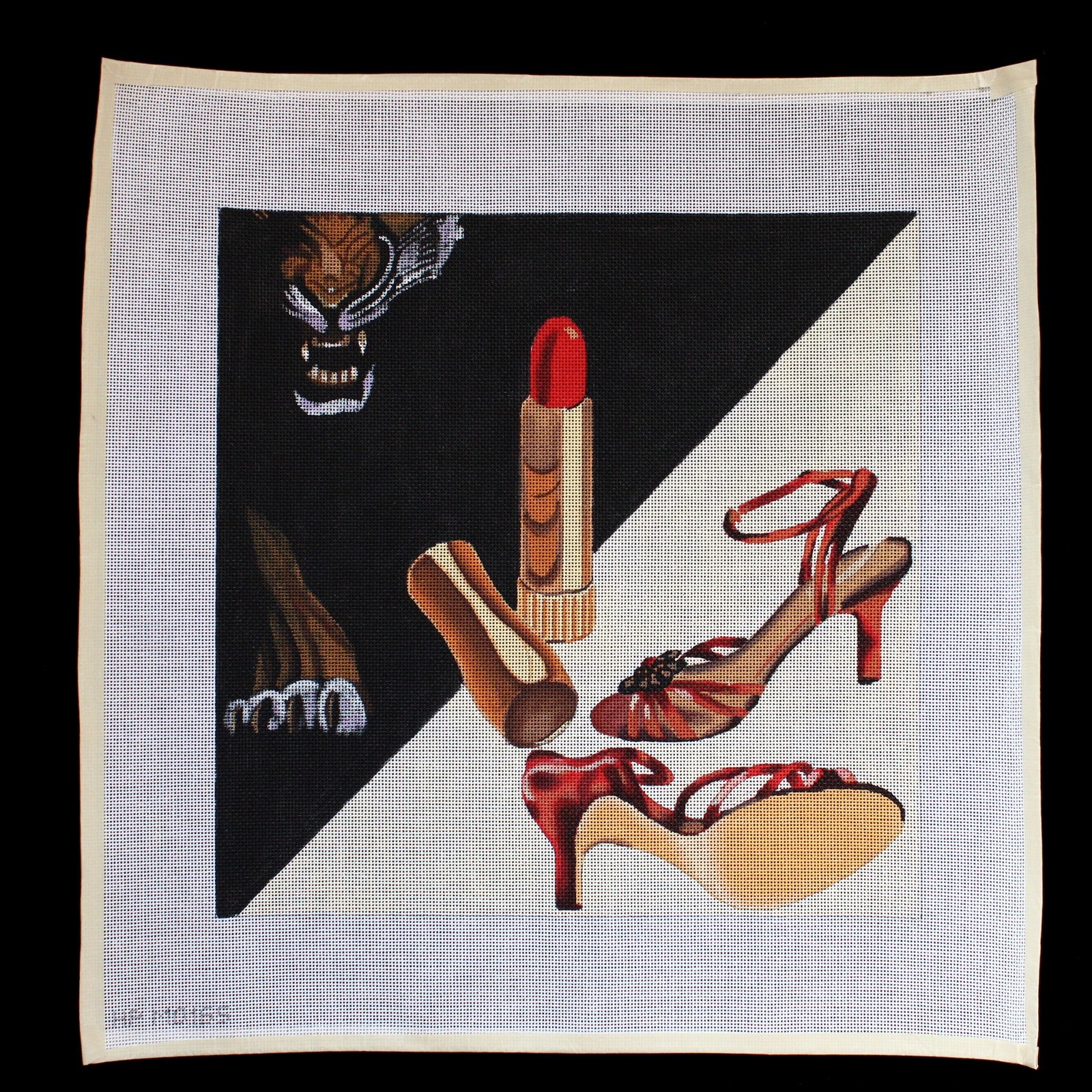 HP DESIGNS NEEDLEPOINT CANVAS:  DANGEROUS LIAISONS  MAKE A PILLOW    BM1