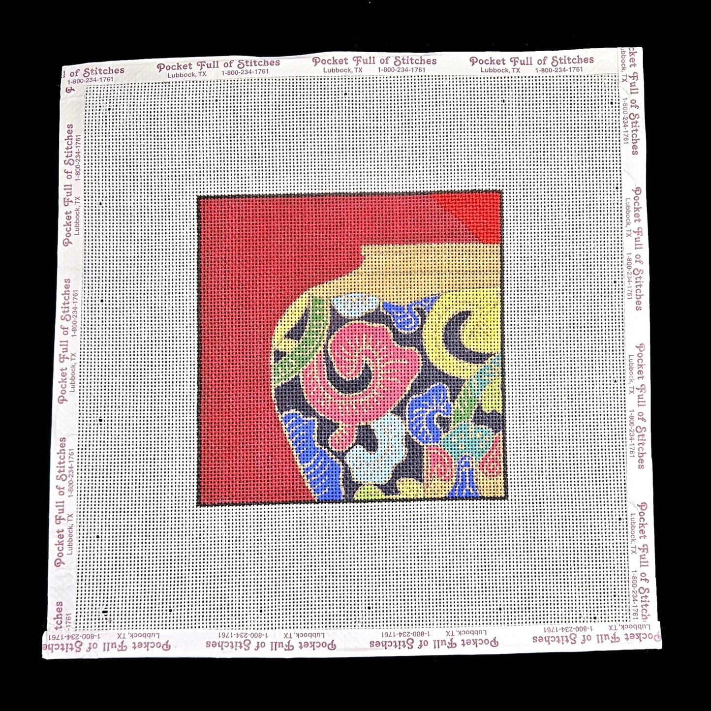 VIBRANT HAND PAINTED NEEDLEPOINT CANVAS: ORIENTAL VASE    BM1