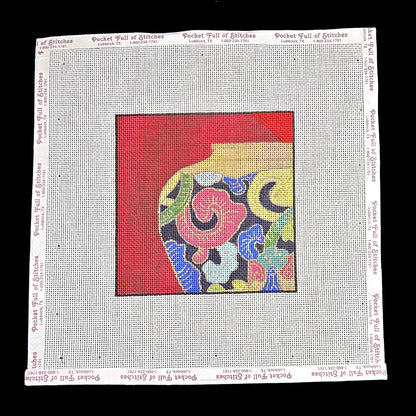 VIBRANT HAND PAINTED NEEDLEPOINT CANVAS: ORIENTAL VASE    BM1