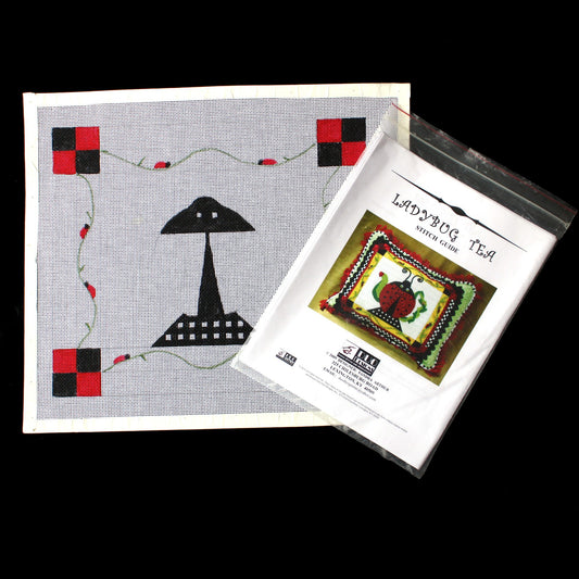 DUO DESIGNS HP NEEDLEPOINT CANVAS W/ STITCH GUIDE:  LADYBUG TEA POT   BM0