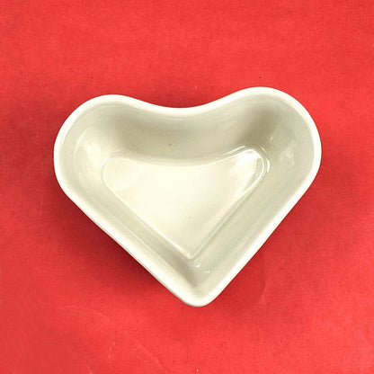RETIRED LONGABERGER POTTERY:  HEART RAMEKIN CANDY CONDIMENT DISH IVORY  NIB2