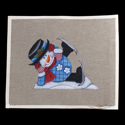ADORABLE CASTLE CREATIONS NEEDLEPOINT CANVAS: SNOWMAN ICE SKATER   BM1