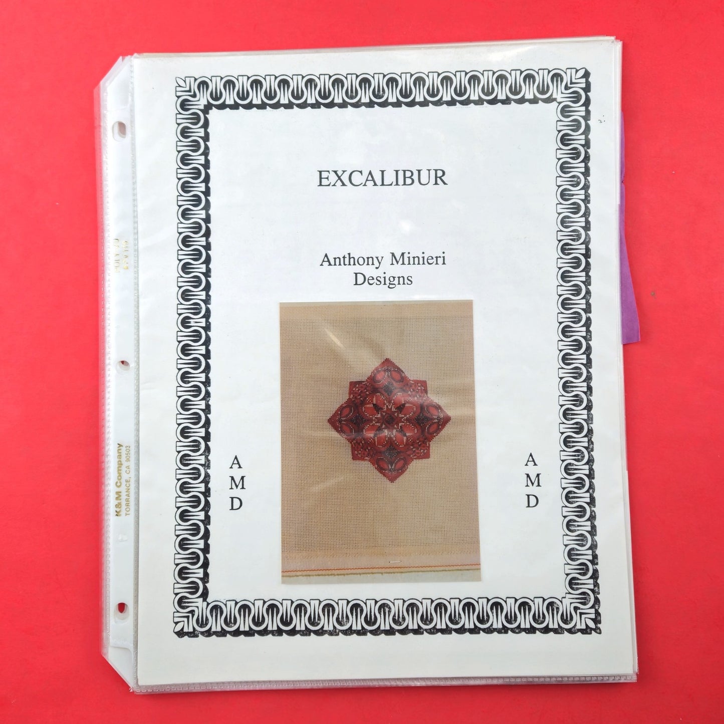 ANTHONY MINIERI NEEDLEPOINT STITCH GUIDE:  EXCALIBUR PREVIOUSLY OWNED  BM1