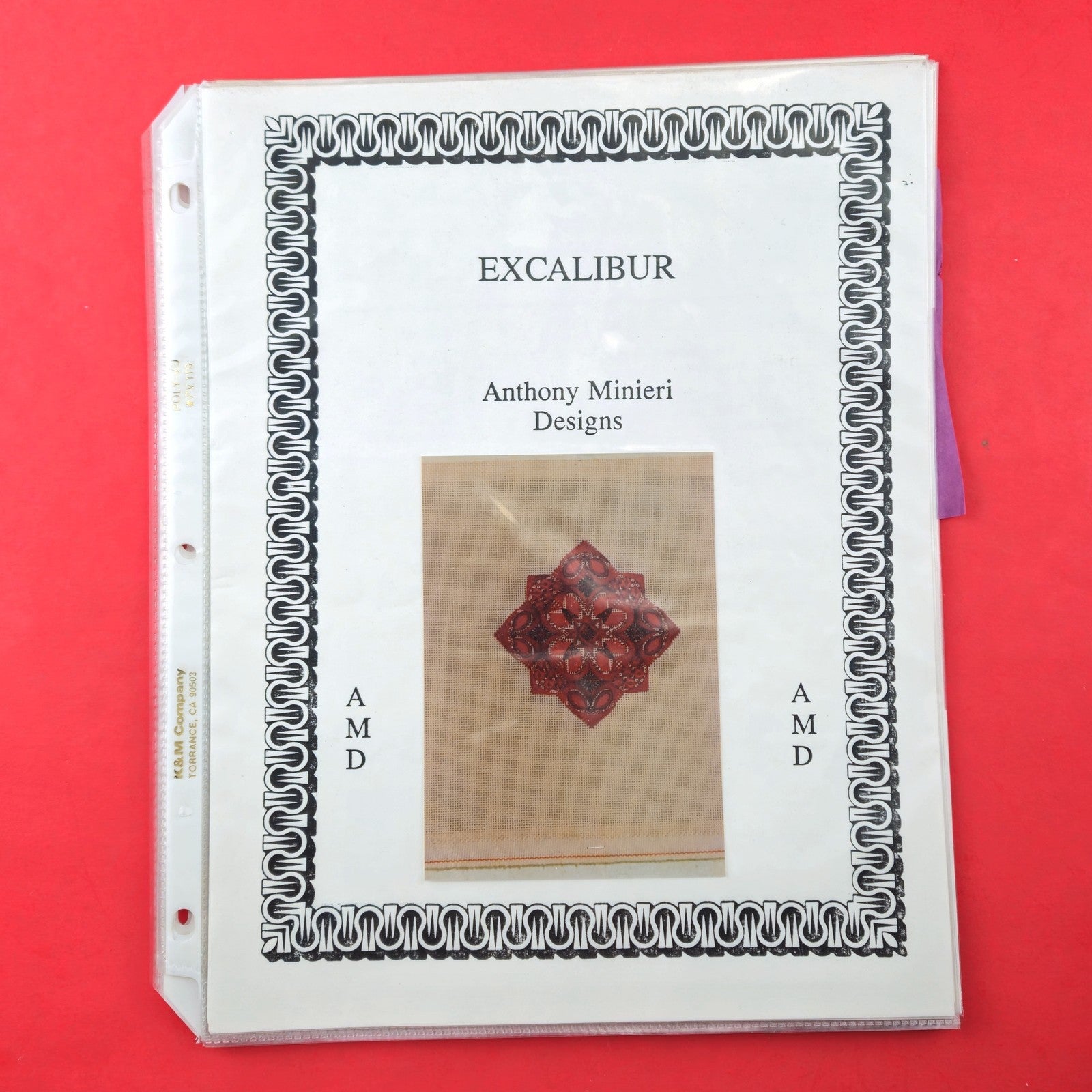 ANTHONY MINIERI NEEDLEPOINT STITCH GUIDE:  EXCALIBUR PREVIOUSLY OWNED  BM1