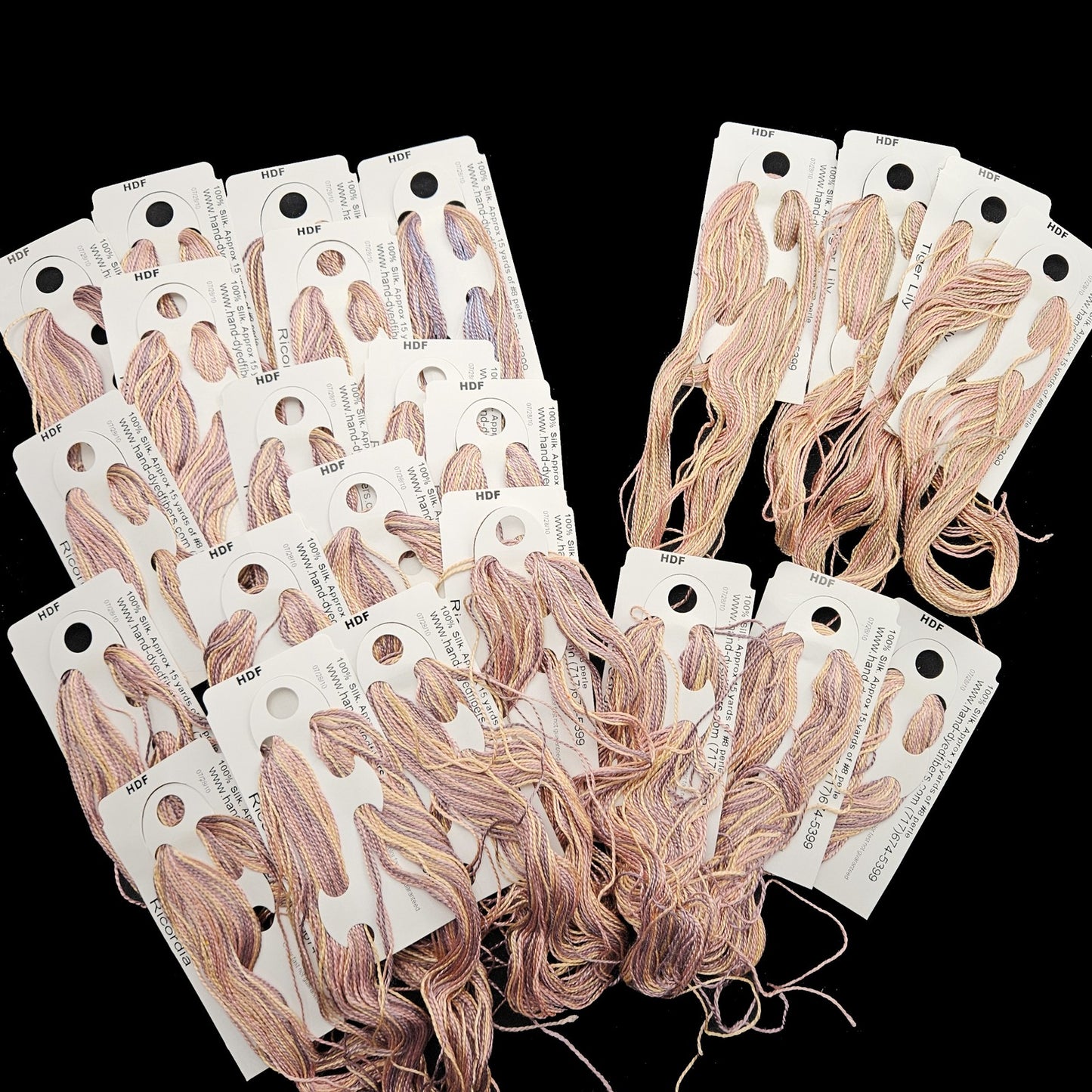 WHOLESALE 24 SK HAND DYED #8 PEARL SILK THREADS FLOSS LOT VARIEGATED COLORS   BM0