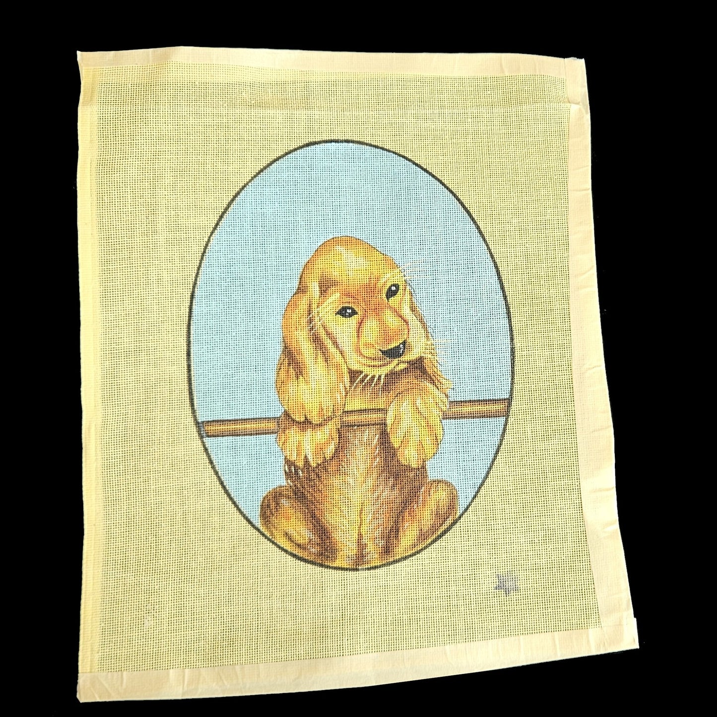 HAND PAINTED NEEDLEPOINT CANVAS:  COCKER SPANIEL PUPPY  BM1