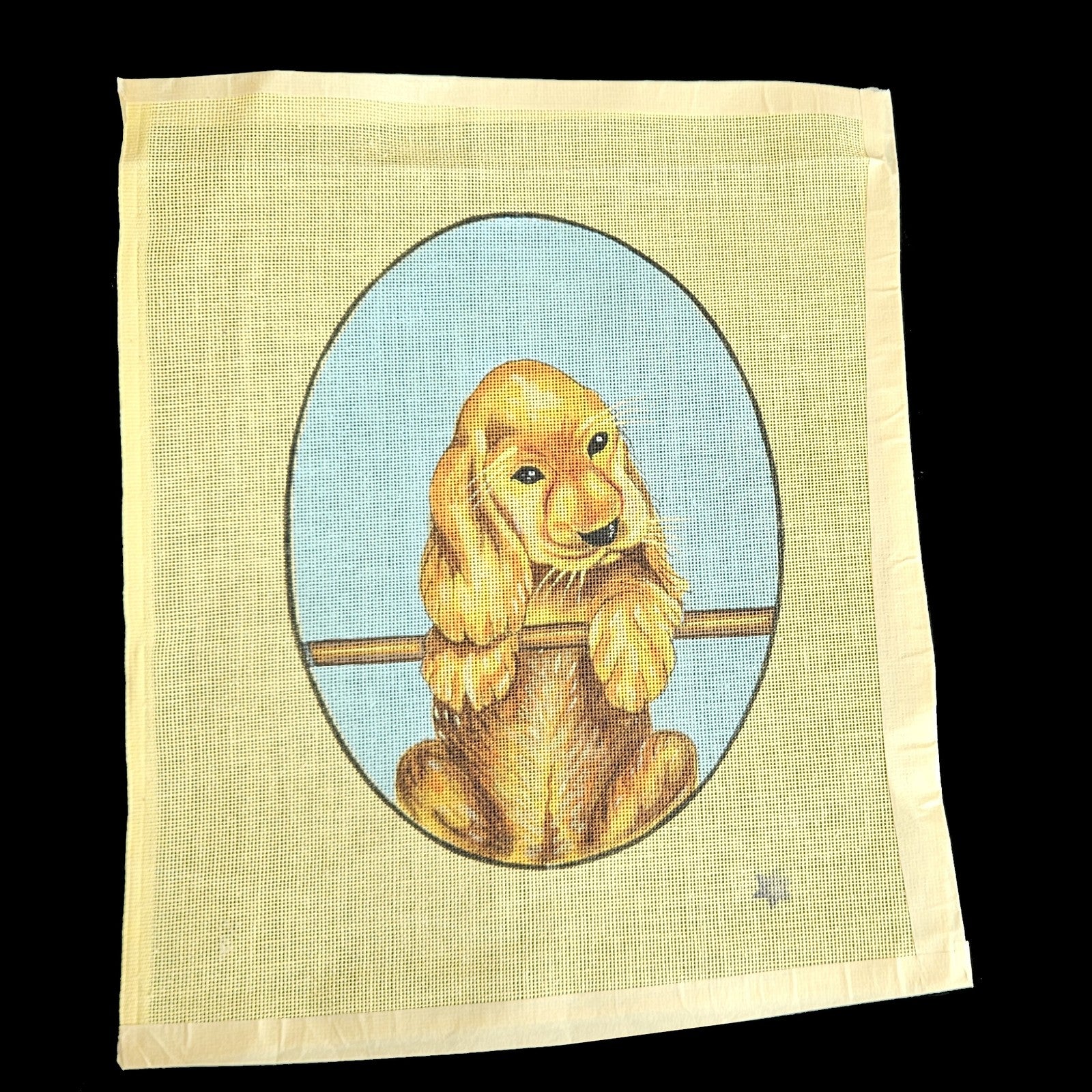 HAND PAINTED NEEDLEPOINT CANVAS:  COCKER SPANIEL PUPPY  BM1