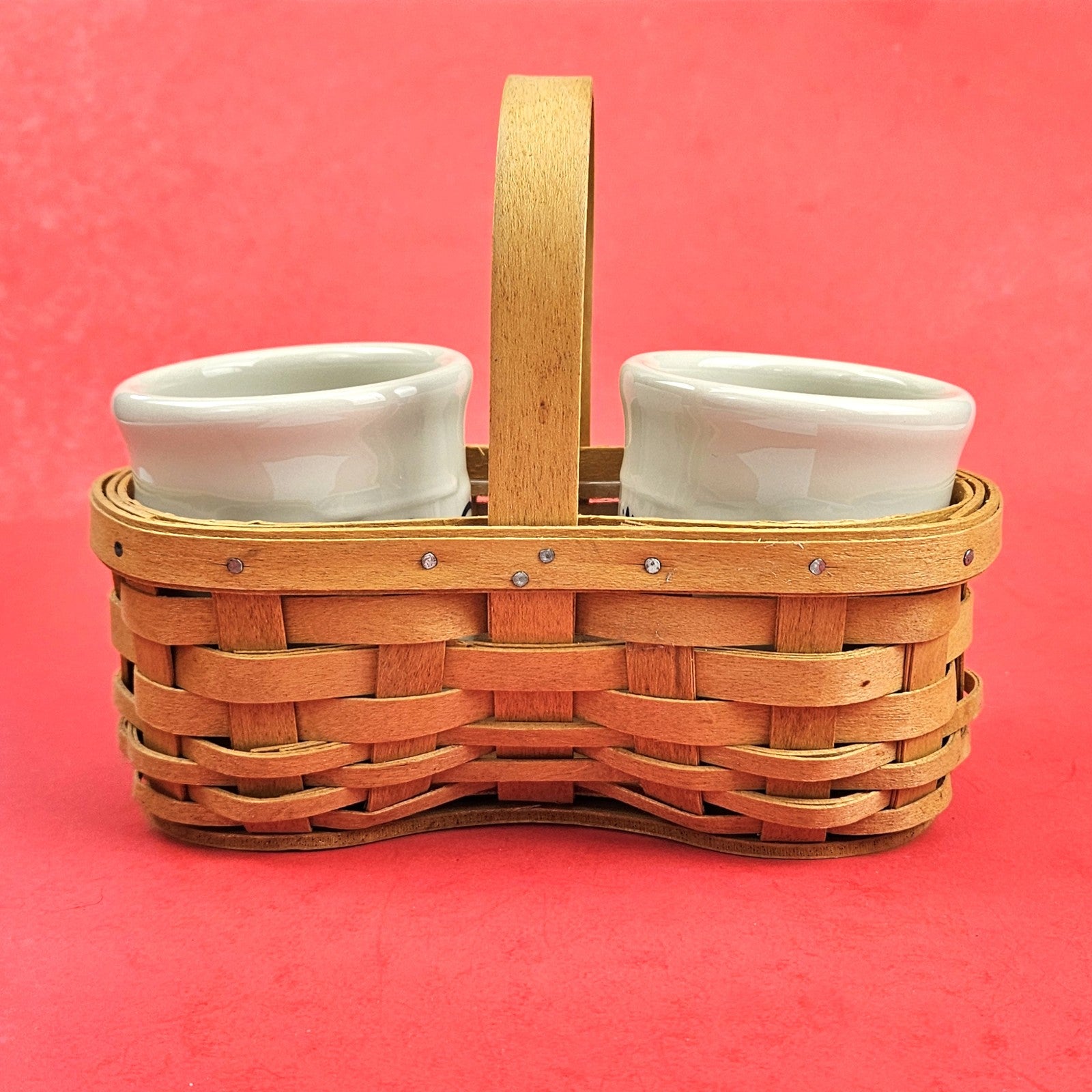 LONGABERGER SMALL BBQ BUDDY BASKET WITH 2 CONDIMENT CROCKS1