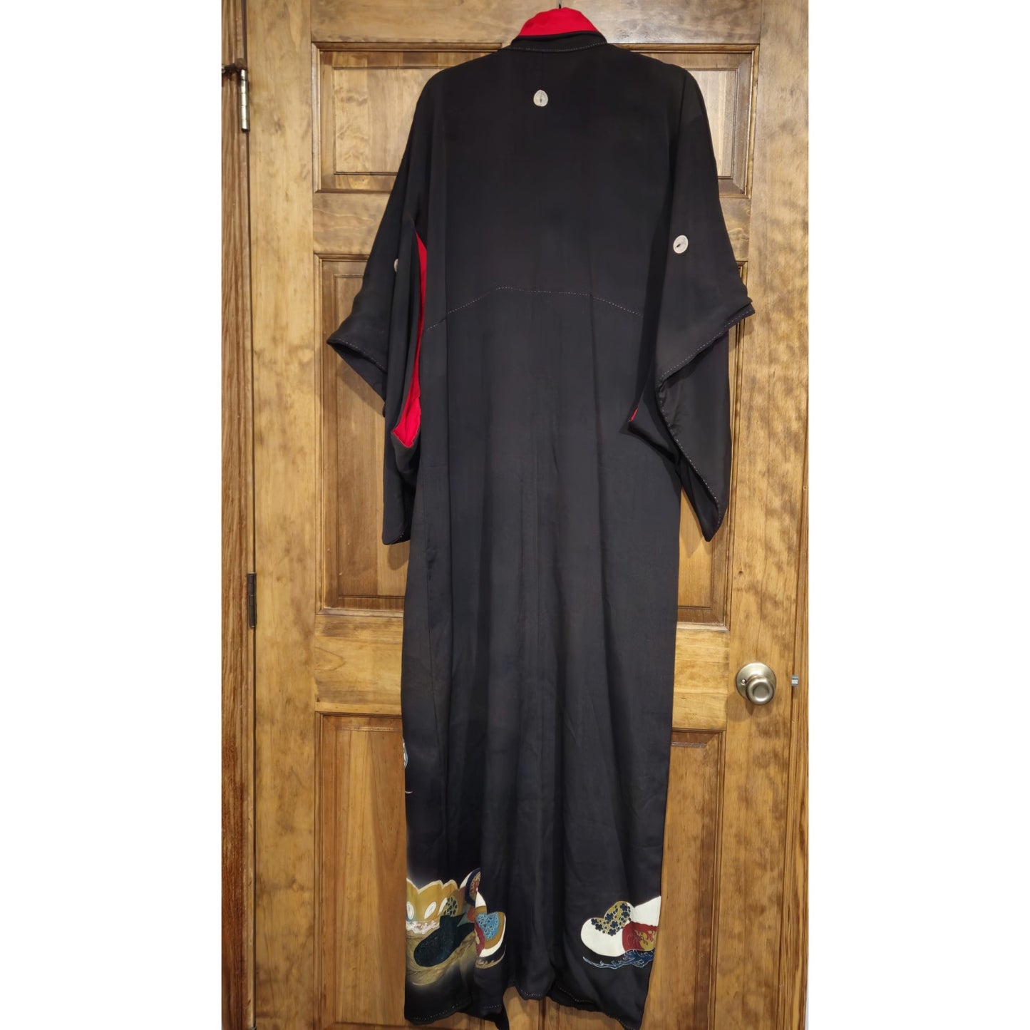 VINTAGE JAPANESE TOMESODE SILK FABRIC ROBE KIMONO1