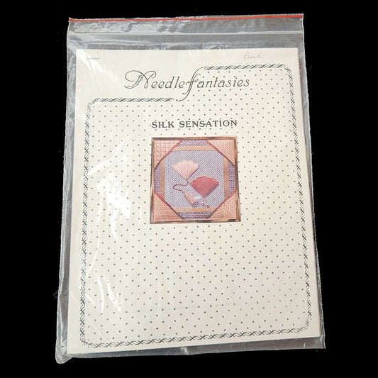 1983 NEEDLE FANTASIES NEEDLEPOINT KIT:  SILK SENSATION ORIENTAL FANS   BM0