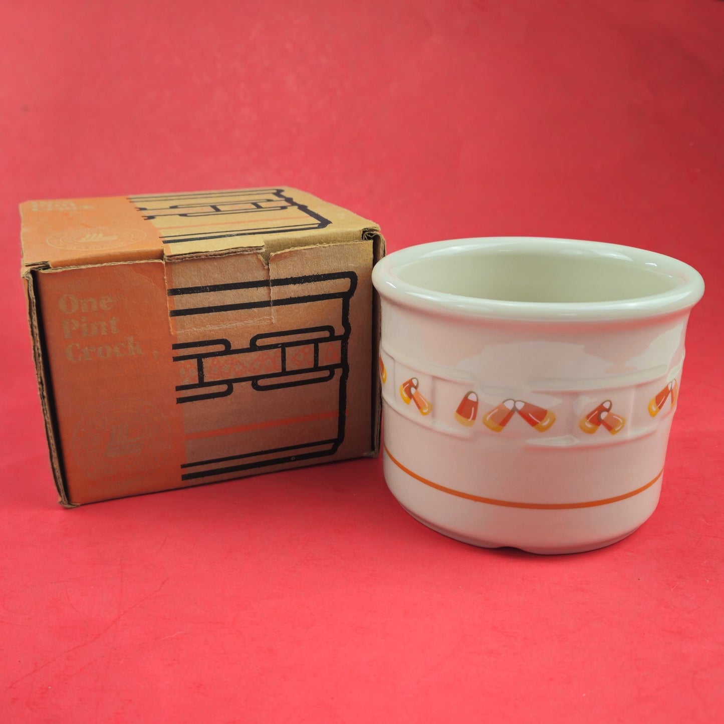 RETIRED LONGABERGER POTTERY:  HALLOWEEN CANDY CORN CROCK0