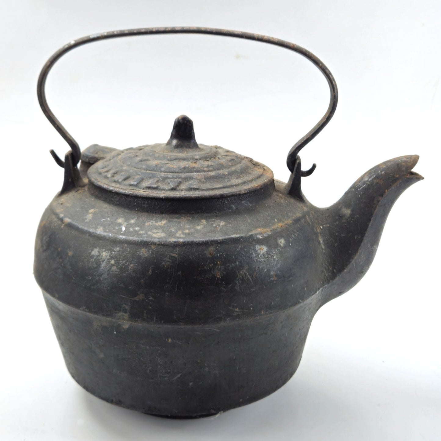 VINTAGE CAST IRON TEAPOT TEA KETTLE MARKED PATENTED JULY 8, 18620
