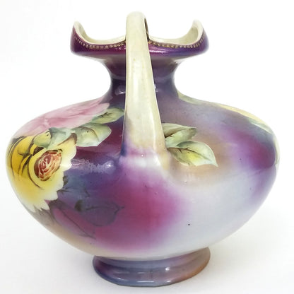 GERMAN AUSTRIA ROSE PAINTED VASE      FM3