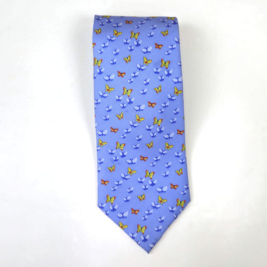 PREOWNED COMO HOUSE MEN'S SILK TIE NECKTIE 4 SPECIAL CHARITY:  BLUE BUTTERFLY0