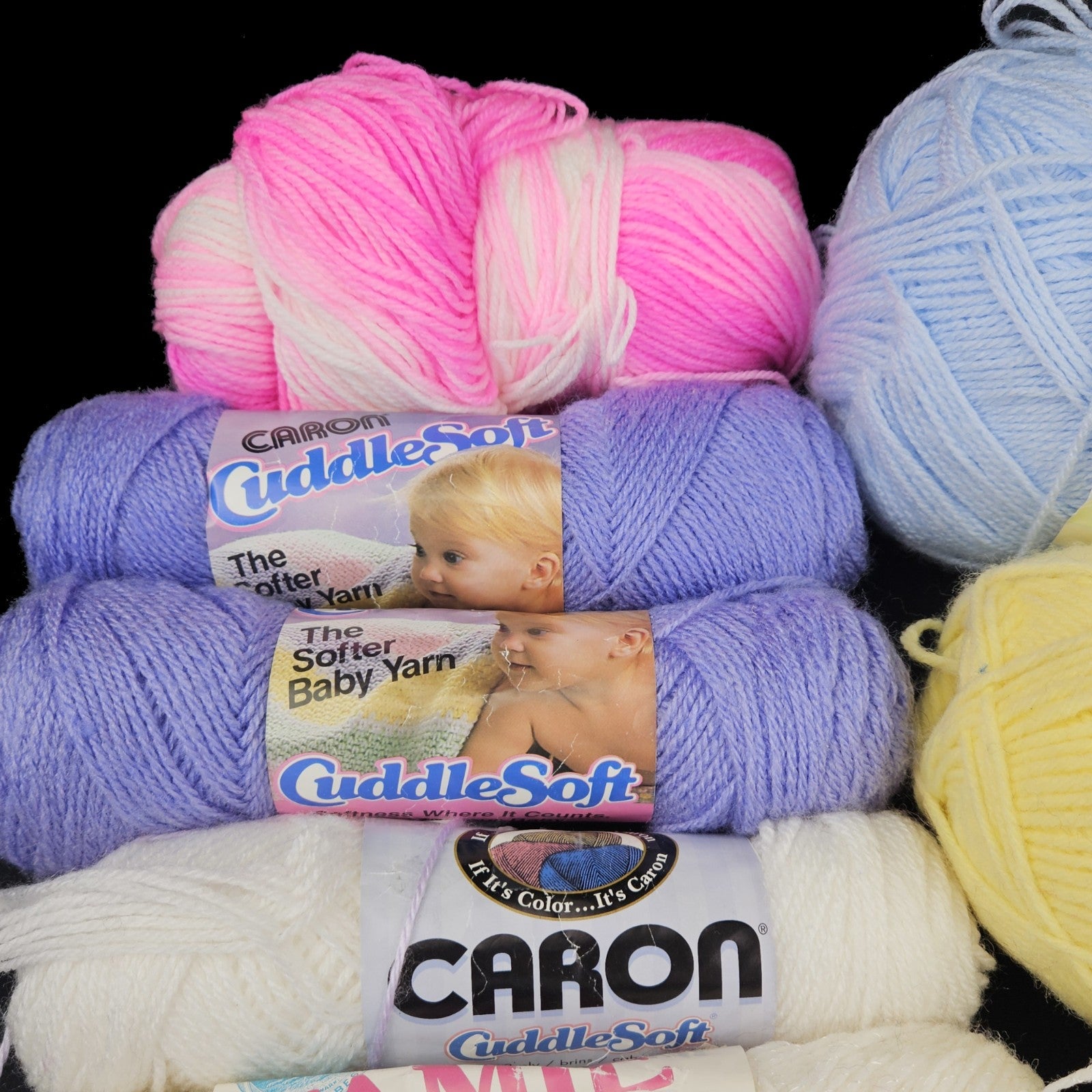 LARGE 2 LB 5 OZ BABY YARN LOT:    LION BRAND, BERNAT, CARON1