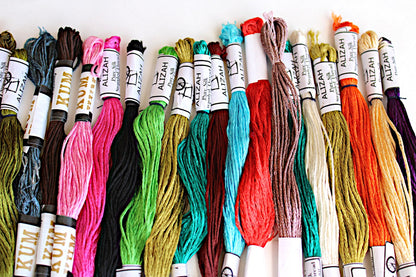 35 SKEINS SILK THREADS:  ALIZAH, KUM AND MISC    BM2